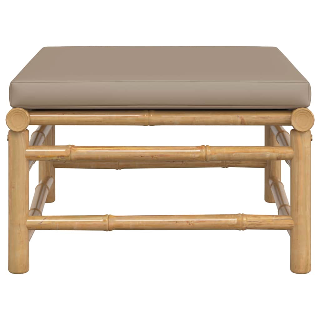 3-tlg. Garten-Lounge-Set mit Hellgrauen Kissen Bambus