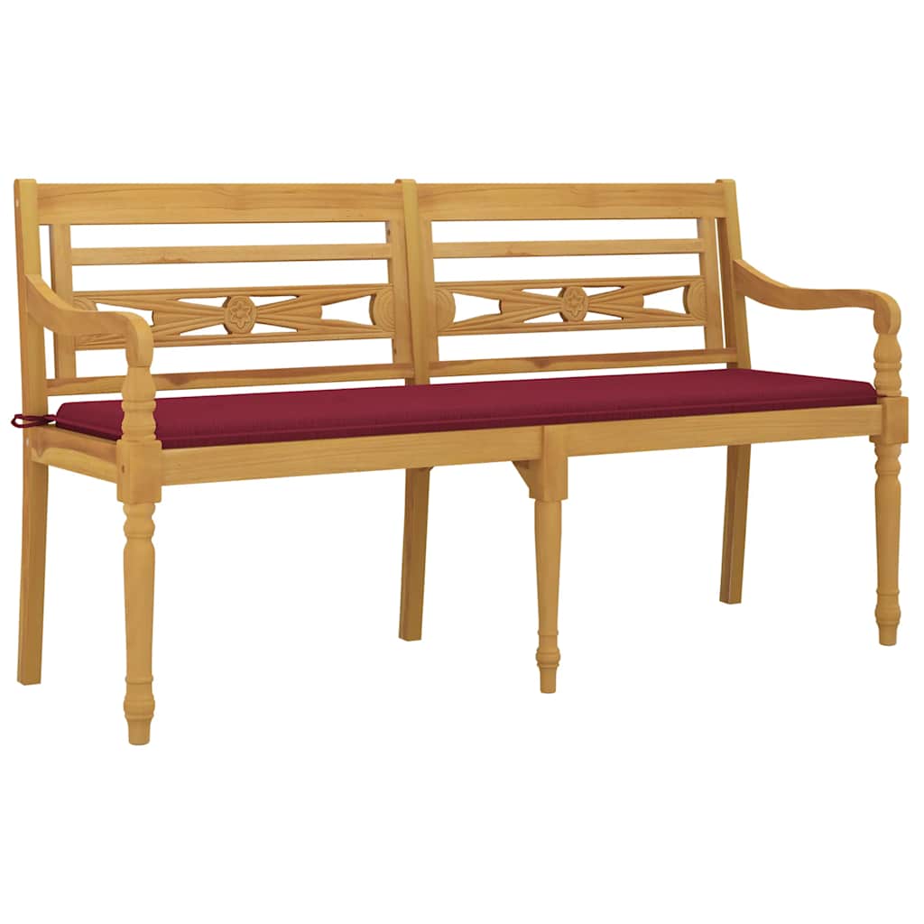 Batavia-Gartenbank mit Anthrazit Kissen 120 cm Teak Massivholz