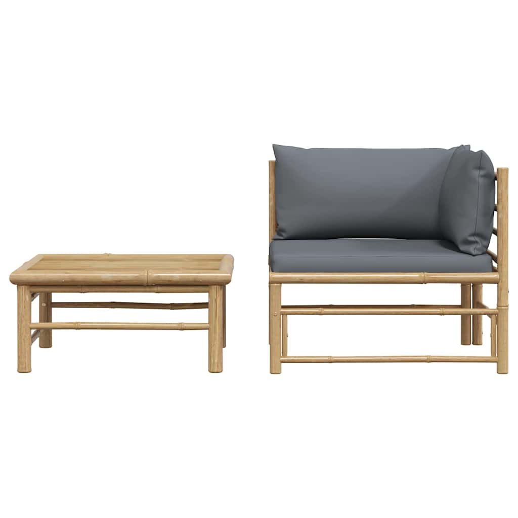 3-tlg. Garten-Lounge-Set mit Kissen Bambus