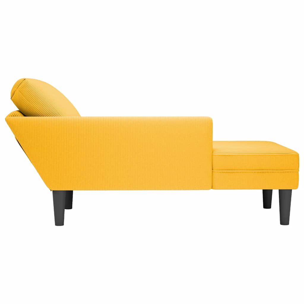 Chaiselongue mit Kissen Hellgrau Cordstoff