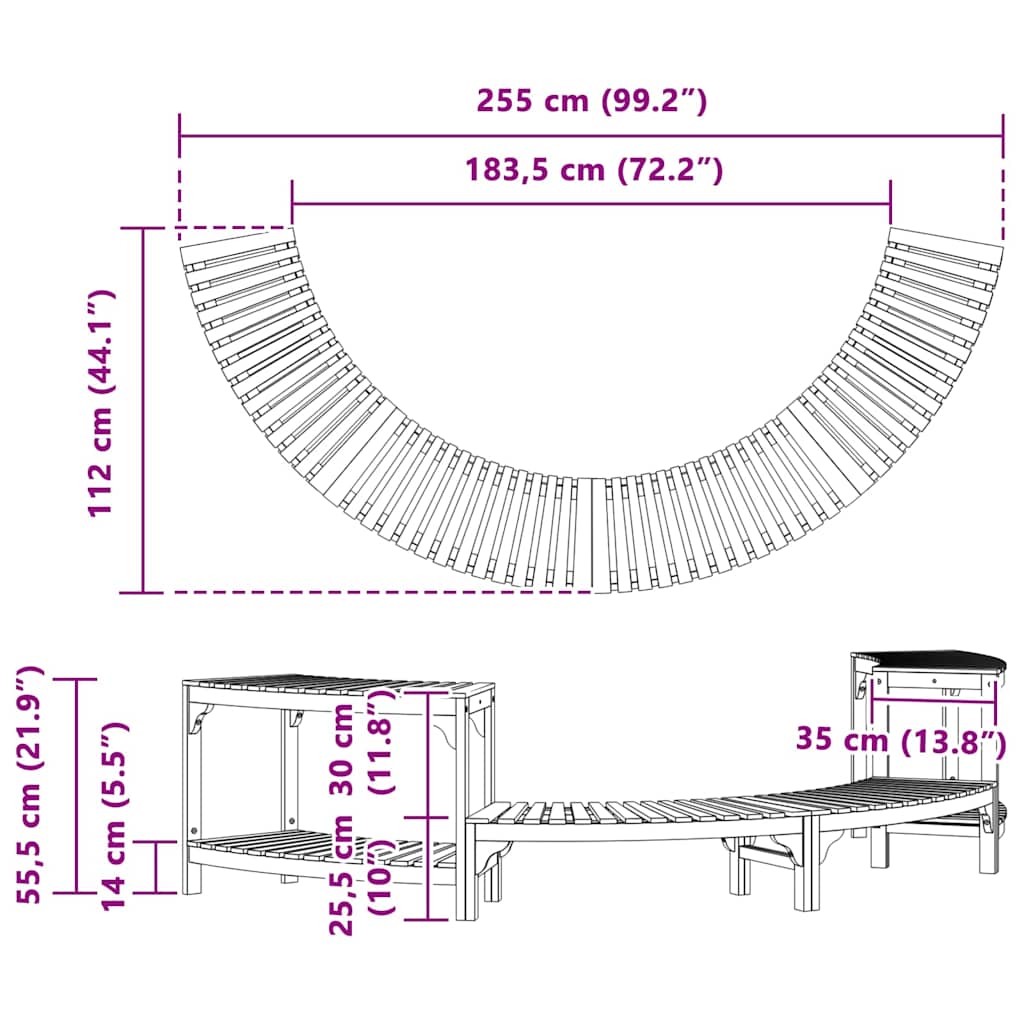 Whirlpool Umgebung Halb-Rund Braun 252 x 112 x 55,5 cm