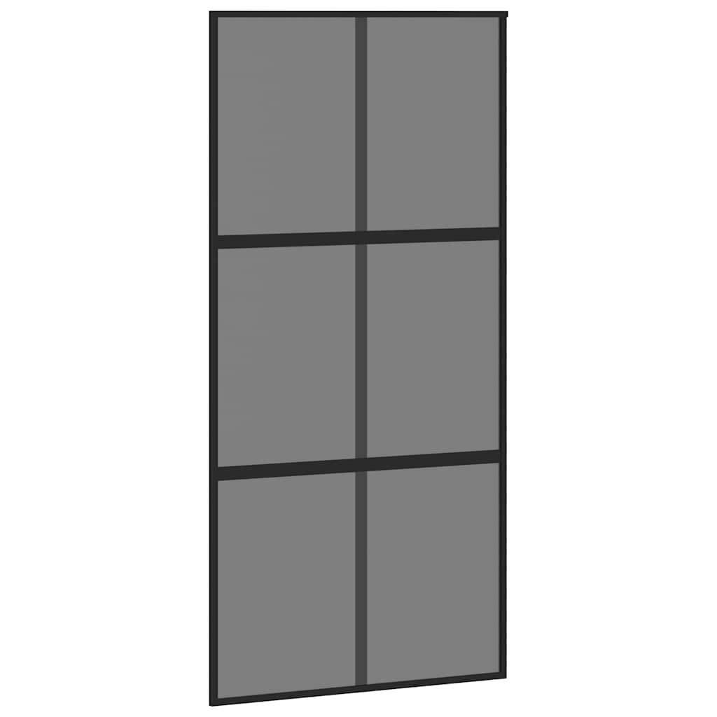 Schiebetür mit Beschlag Schwarz 76x205 cm Hartglas