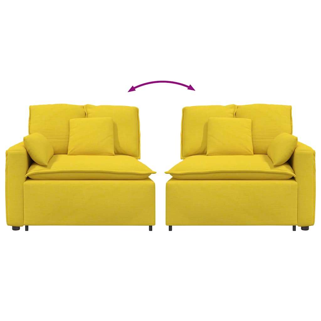 Modulares Sofa Endmodul mit Armlehne Kissen Hellgrau 100 cm