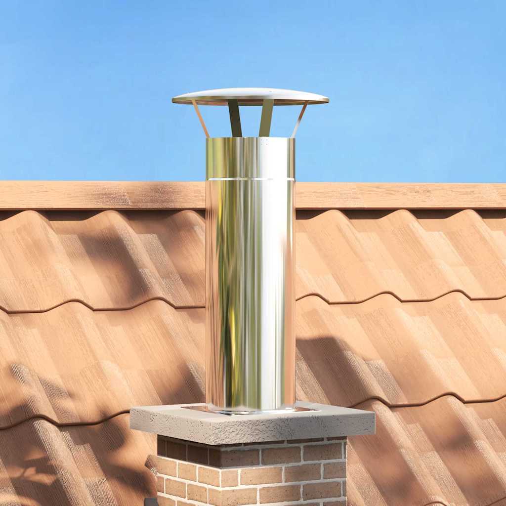 Kamin Kopf Erweiterung Silber 24 x 24 x 50 cm Edelstahl