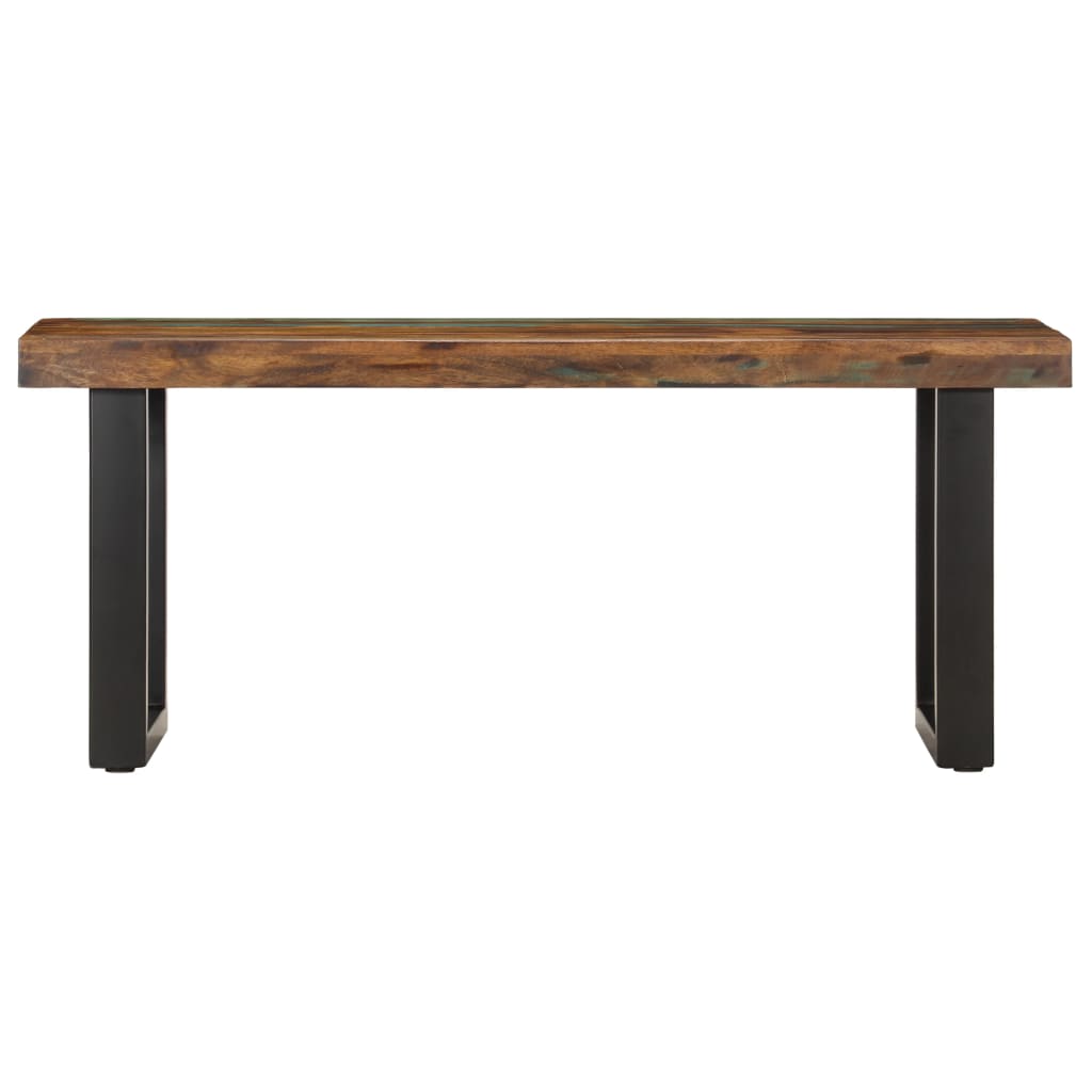 Sitzbank mit Naturkanten 110 cm Akazie Massivholz und Stahl