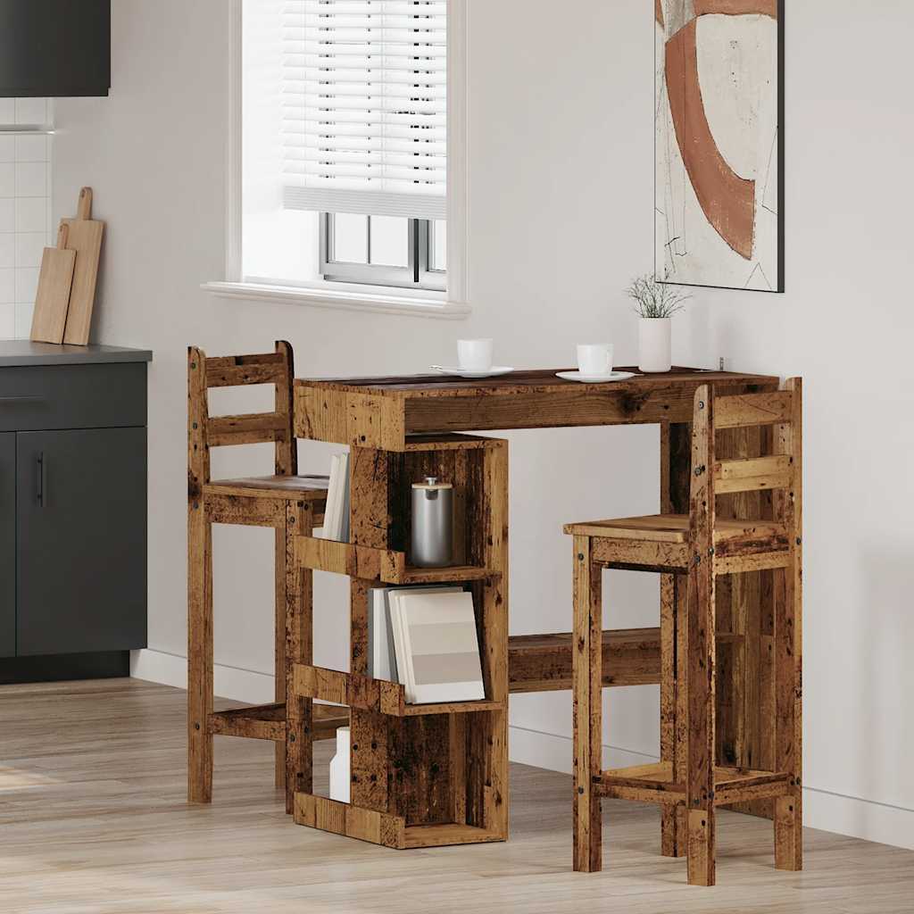 Bartisch mit Regal Weiß 100x50x101,5 cm Holzwerkstoff