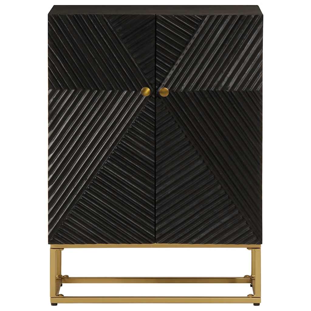 Nachttisch Schwarz 40x30x50 cm Massivholz Mango und Eisen