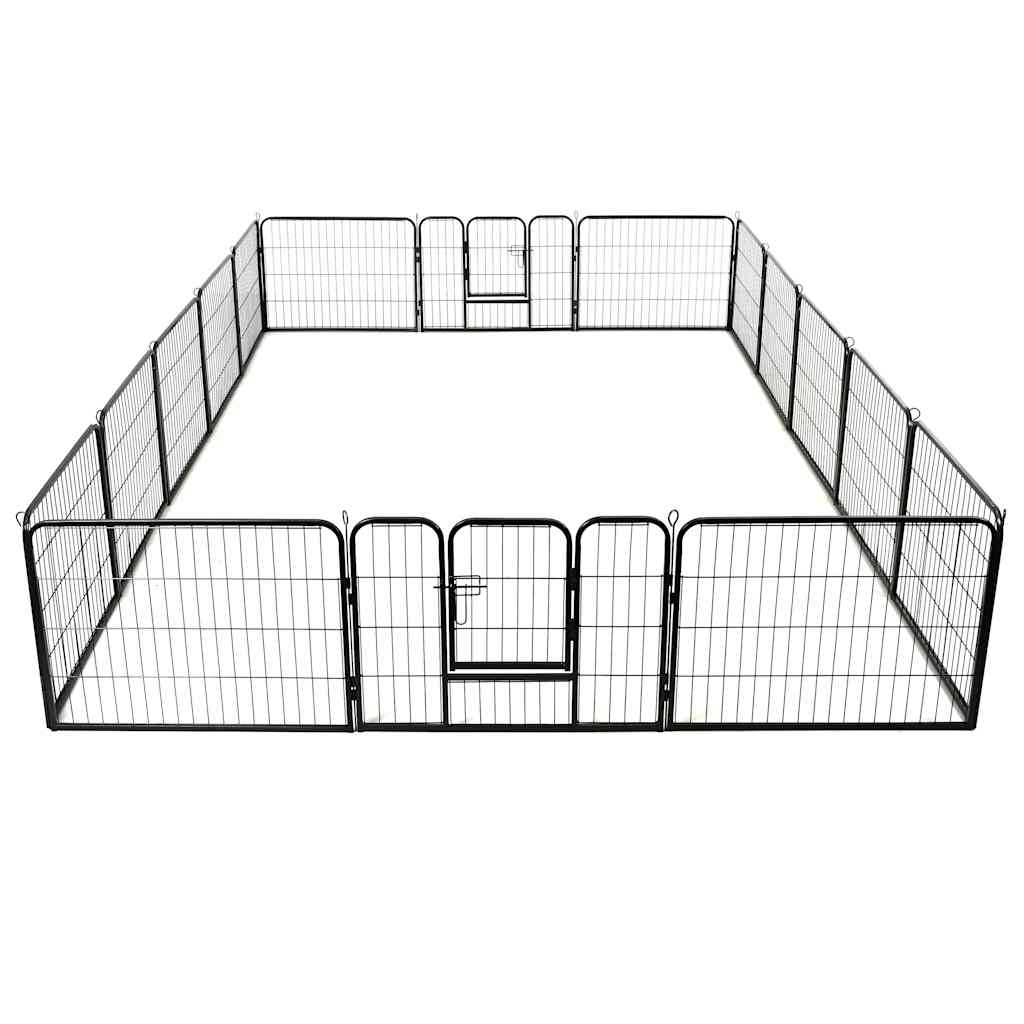 Hunde-Laufgitter 8 Paneele Stahl 60 x 80 cm Schwarz