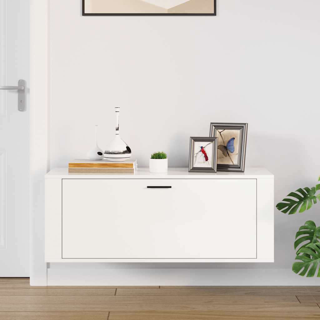Wand-Schuhschrank Weiß 100x35x38 cm Holzwerkstoff