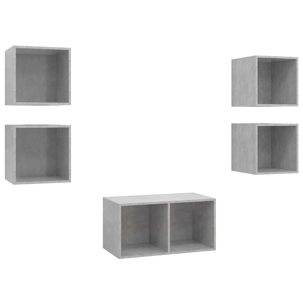5-tlg. TV-Schrank-Set Grau Holzwerkstoff