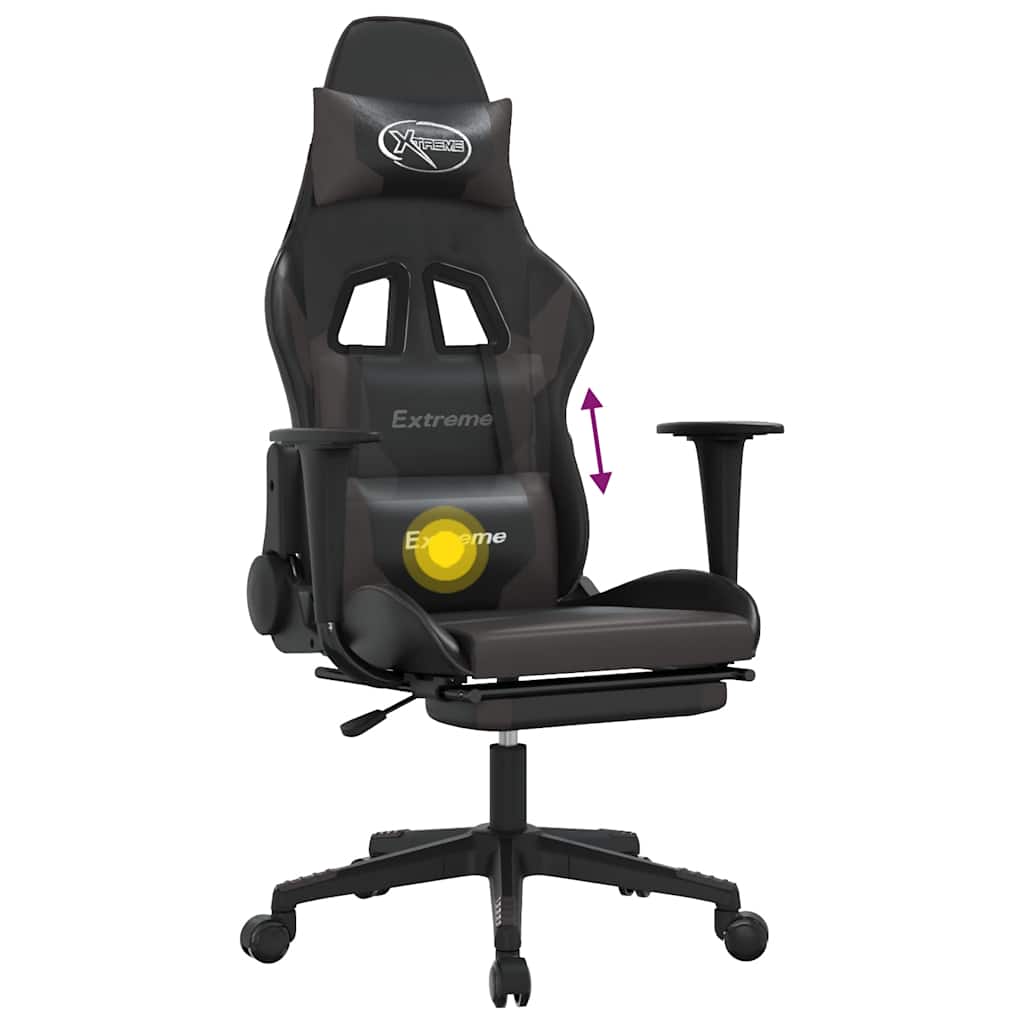 Gaming-Stuhl mit Massagefunktion Schwarz und Blau Kunstleder