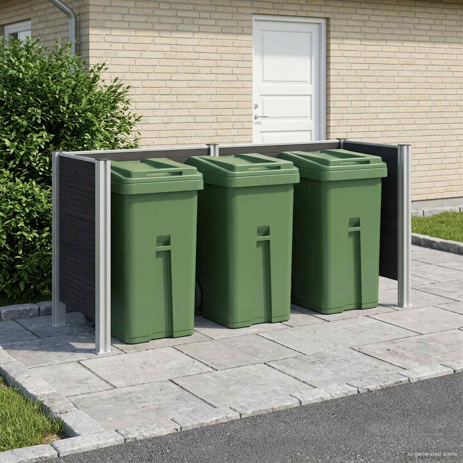 Mülltonnenzaun Braun 161 x 85 x 115 cm Aluminium und WPC