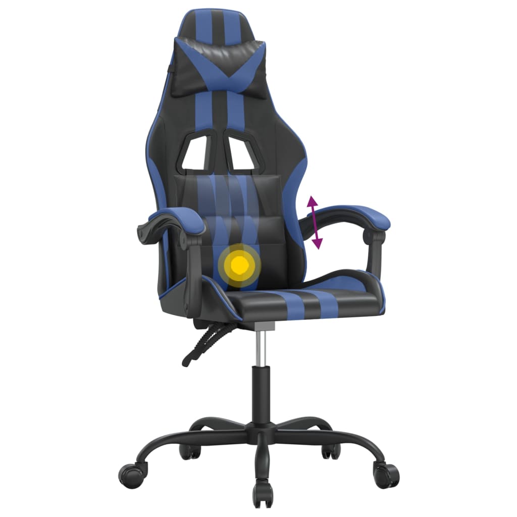 Gaming-Stuhl Drehbar Schwarz und Blau Kunstleder