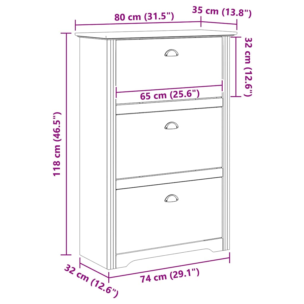 Schuhregal BODO Weiß 80x35x118 cm