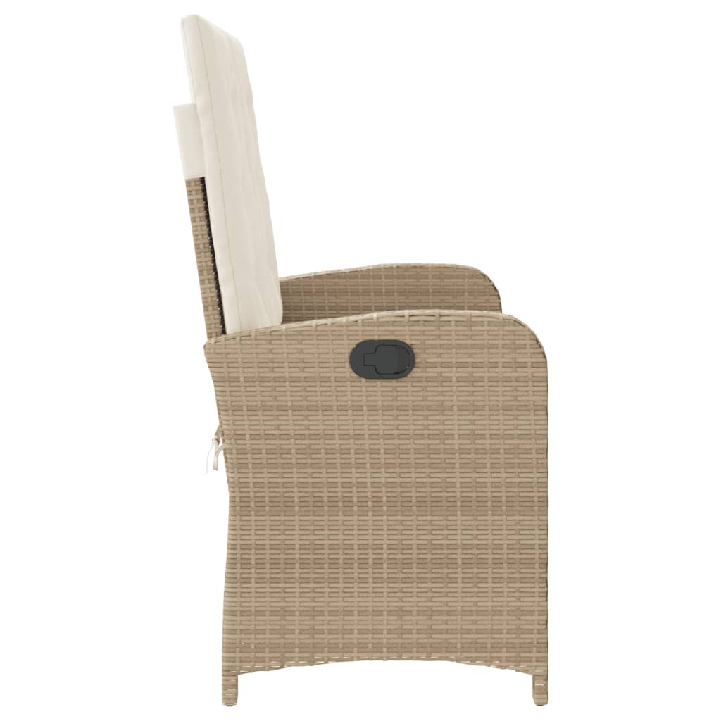 Gartenbank Verstellbar mit Kissen Schwarz Poly Rattan