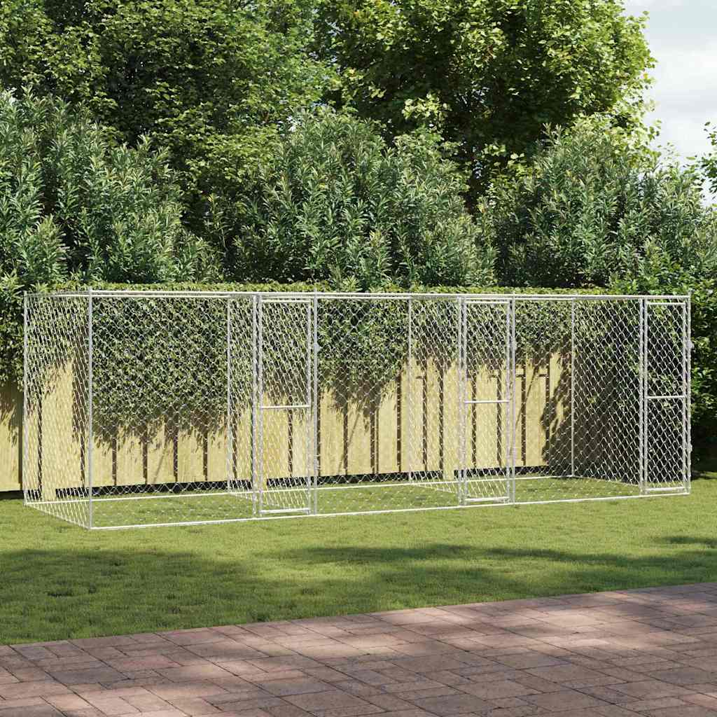 Hundezwinger mit Tür Grau 2x2x1,5 m Verzinkter Stahl