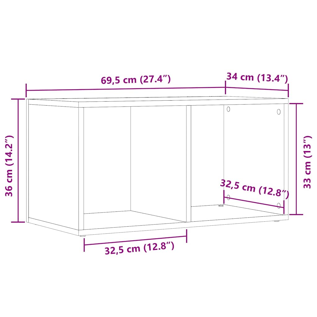 Schallplatten-Aufbewahrungsbox Weiß 71x34x36 cm Holzwerkstoff