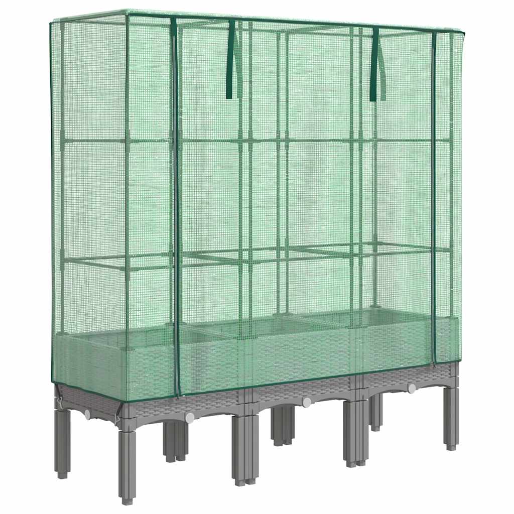 Hochbeet mit Gewächshaus-Aufsatz Rattan-Optik 40x40x140 cm