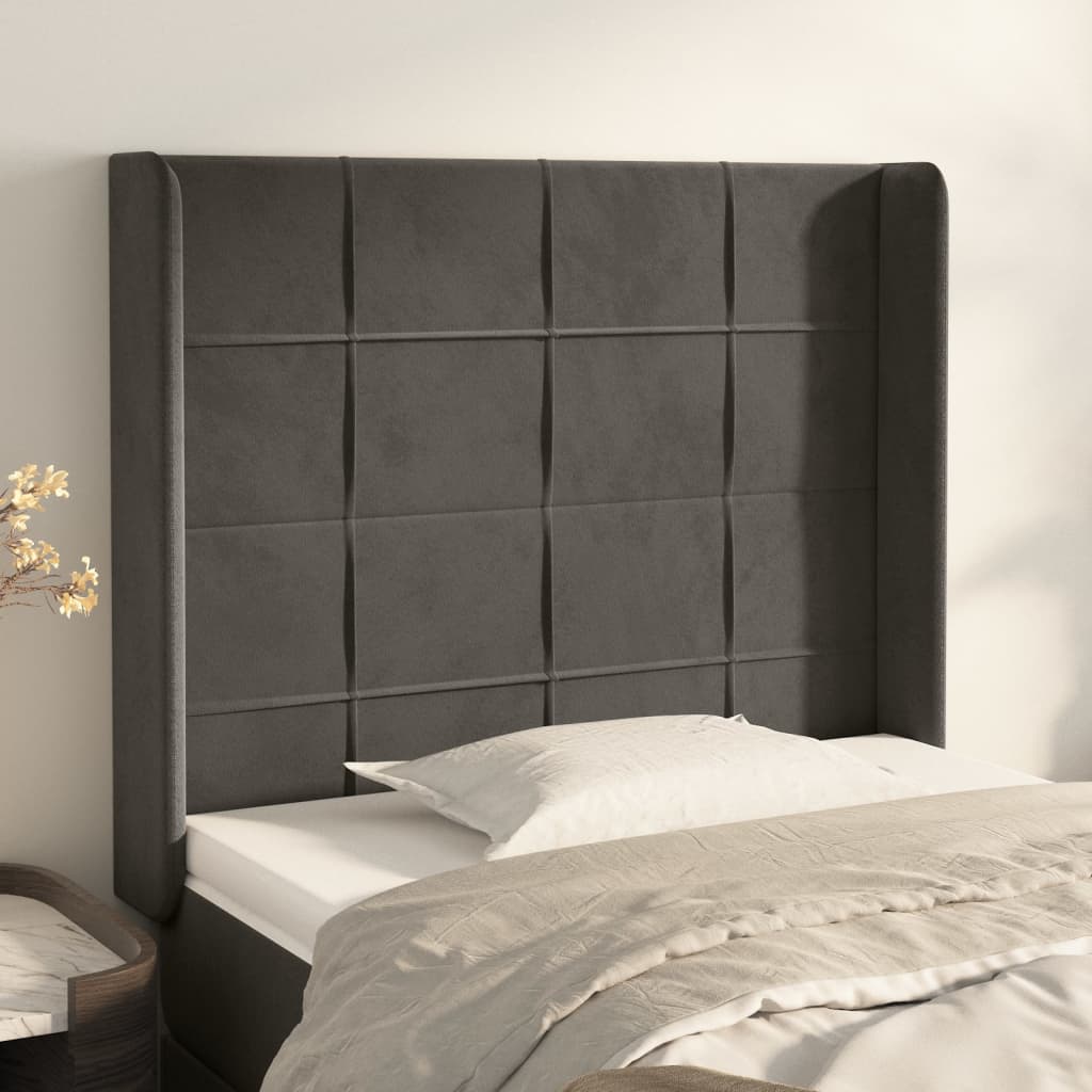 Kopfteil mit Ohren Dunkelblau 93x16x78/88 cm Samt