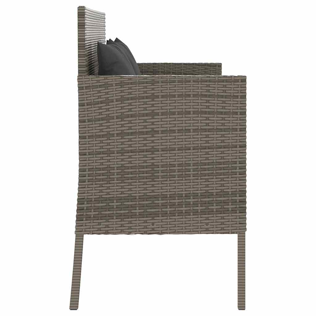 Gartenbank mit Kissen Schwarz Poly Rattan