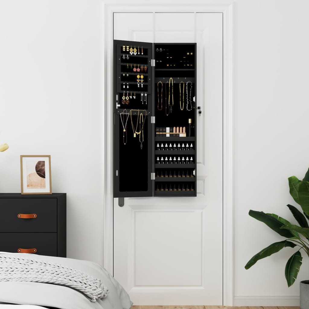 Schmuckschrank mit Spiegel Wandmontage Weiß 30x8,5x106 cm