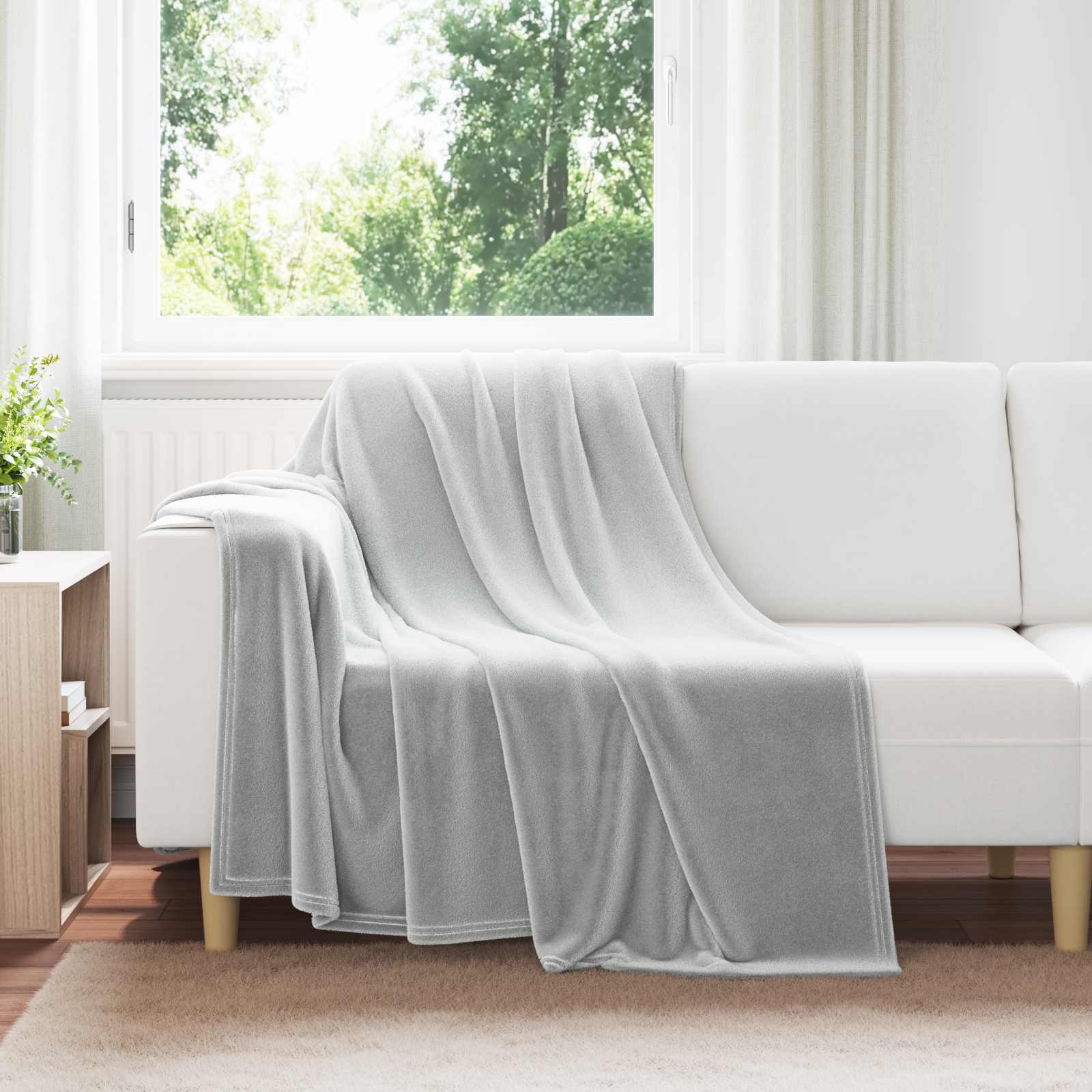 Überwurfdecke Beige 130 x 150 cm Fleece