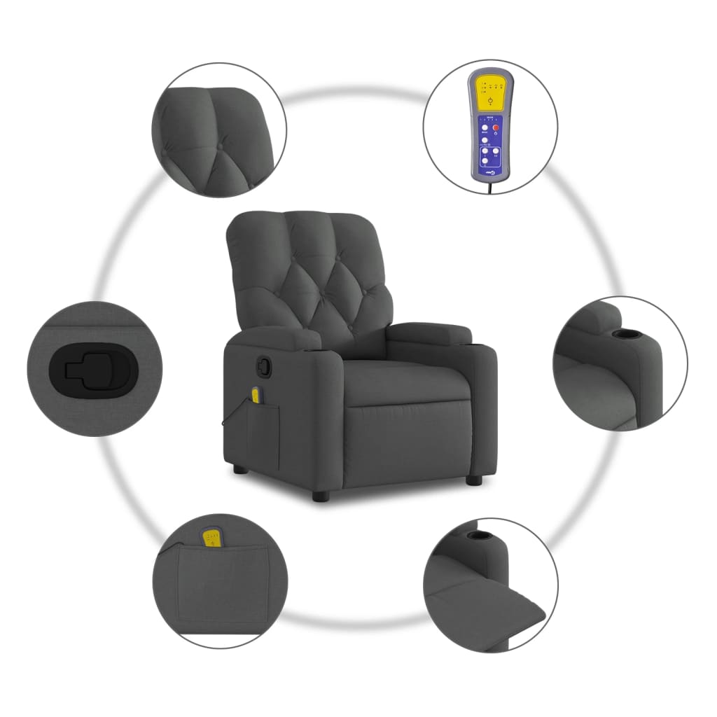 Massage-Relaxsessel, hellgrauer Stoff