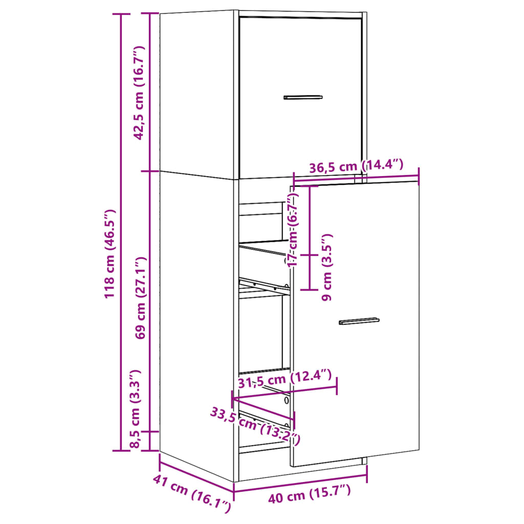 Apothekerschrank Weiß 30 x 41 x 174,5 cm Holzwerkstoff