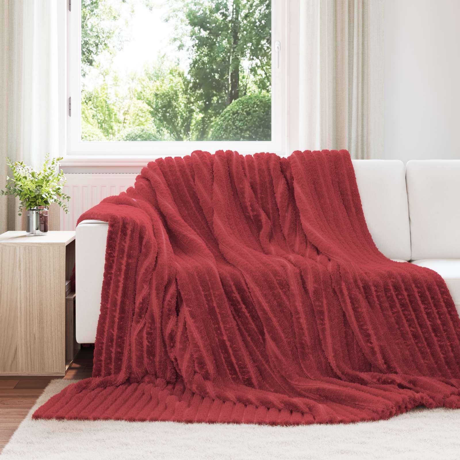 Überwurfdecke Beige 150 x 130 cm Fleece