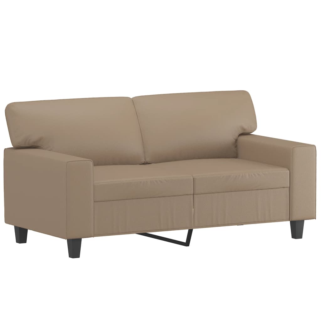 2-Sitzer-Sofa mit Zierkissen Creme 120 cm Kunstleder