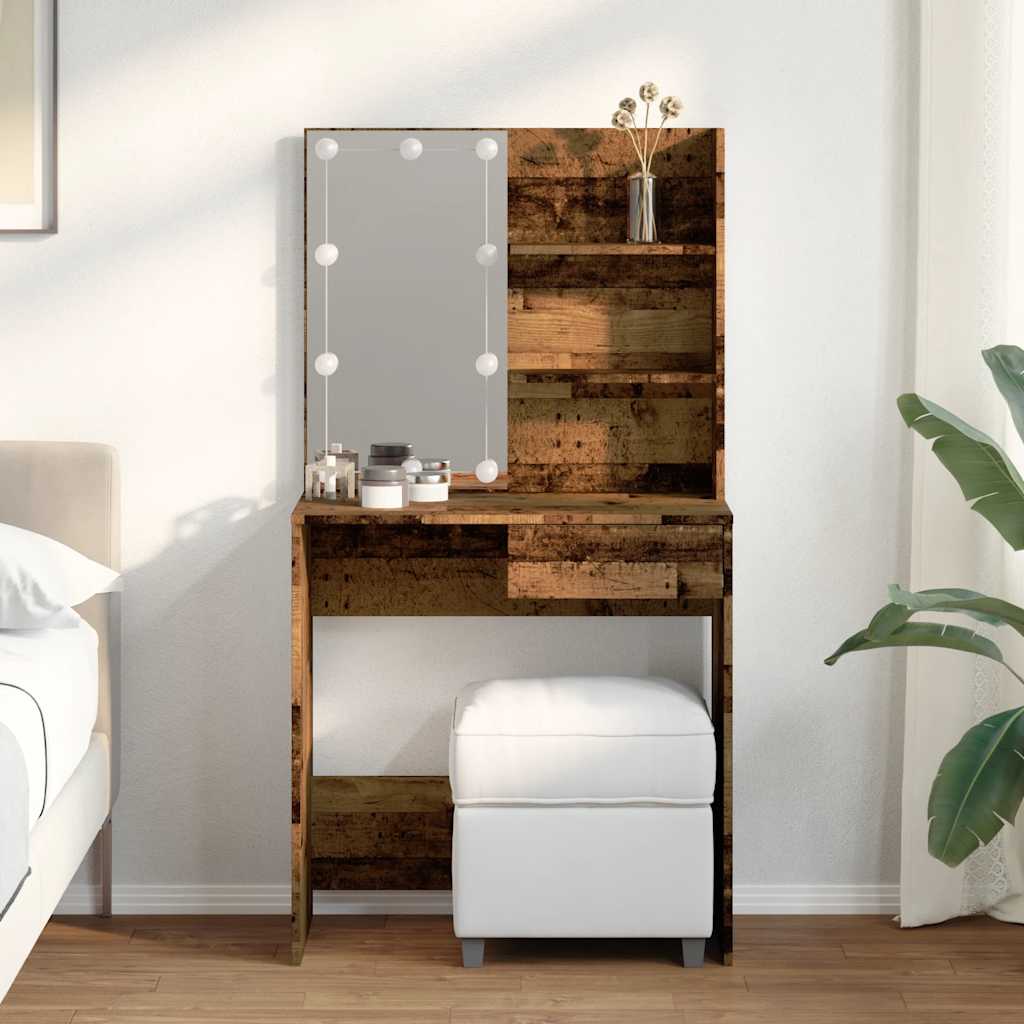 Schminktisch mit LED Weiß 74,5x40x141 cm