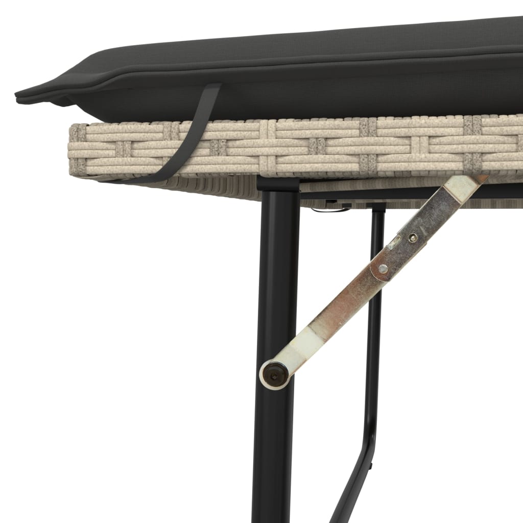 Gartenbank mit Kissen und Hocker Schwarz Poly Rattan