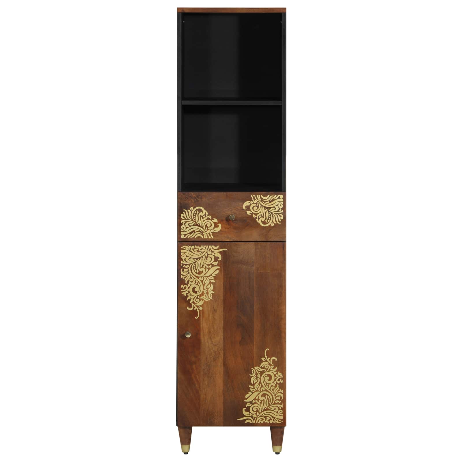 Badezimmerschrank Grau 38 x 33 x 160 cm Massivholz Mango