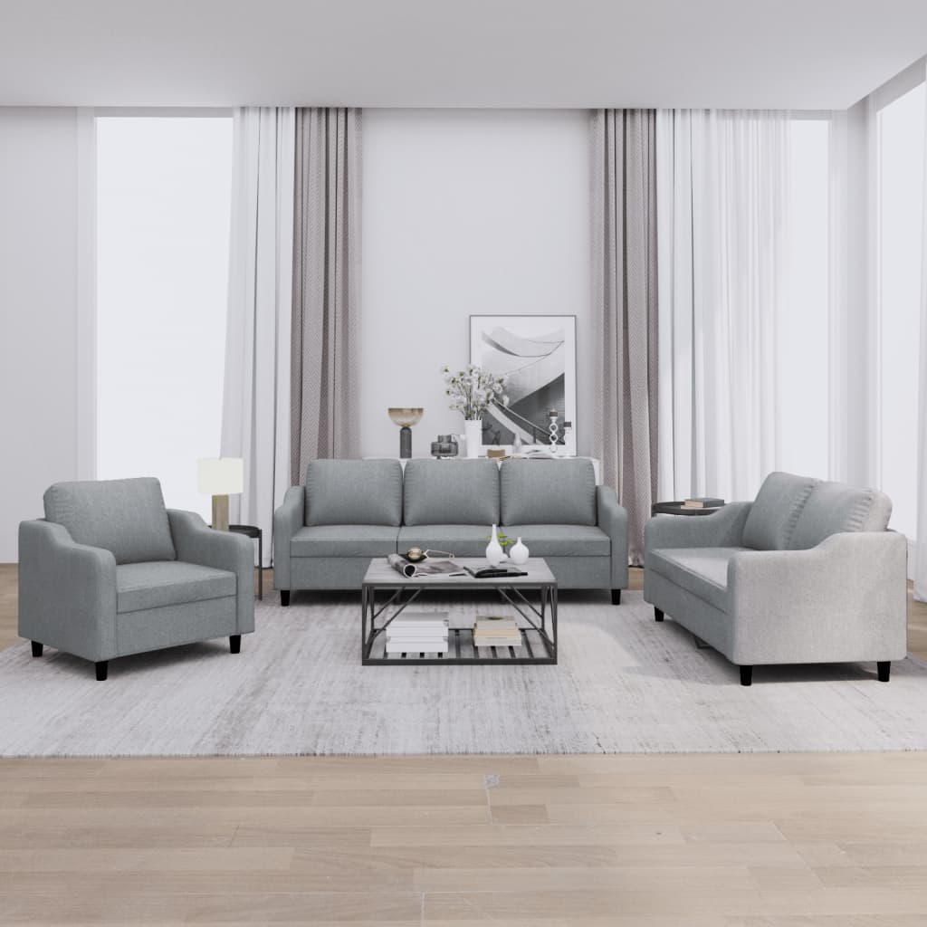 4-tlg. Sofagarnitur mit Kissen Braun Stoff