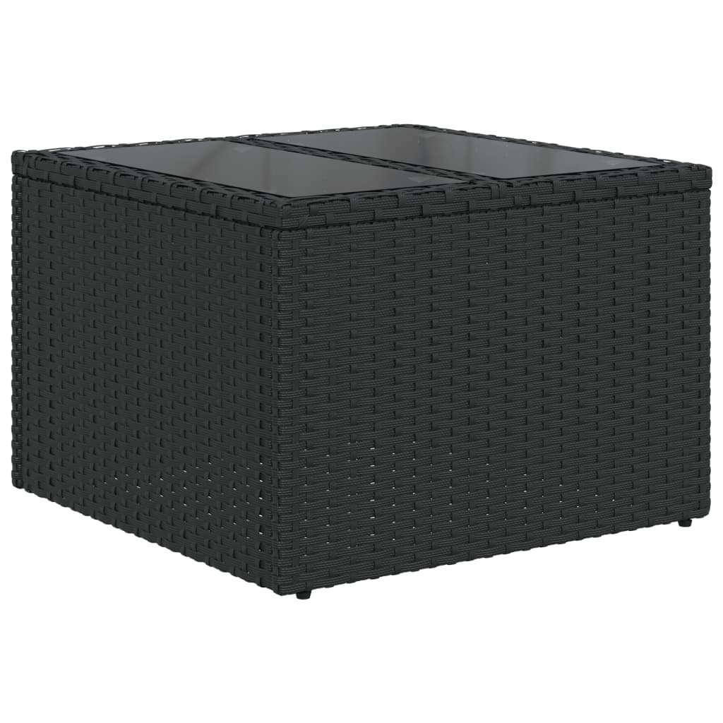 4-teiliges Gartensofa-Set mit Kissen, schwarzes Polyrattan