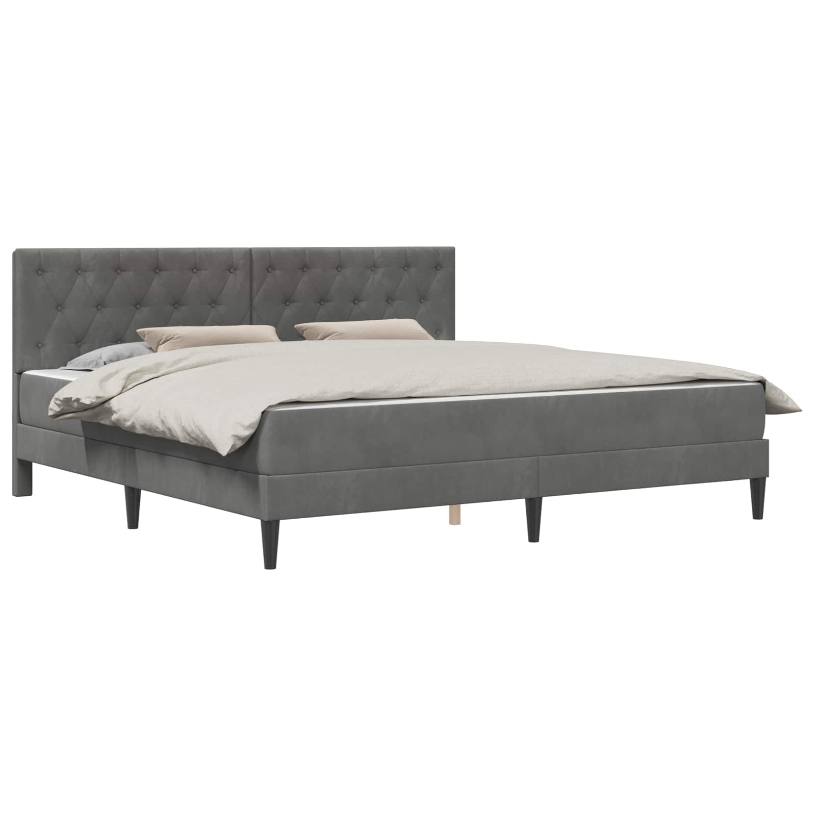 Bettgestell mit Matratze mit Kopfteil Hellgrau 80 x 200 cm Samt