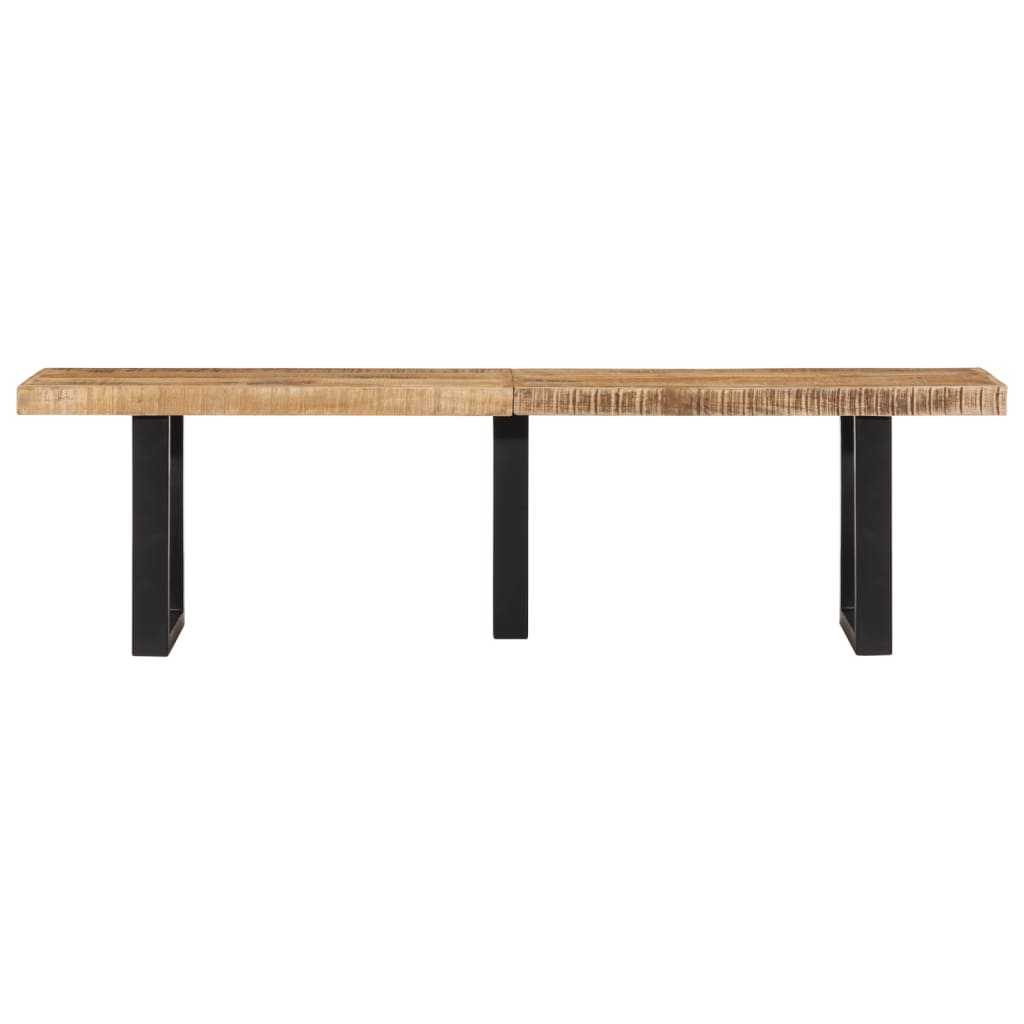 Sitzbank mit Naturkanten 110 cm Akazie Massivholz und Stahl