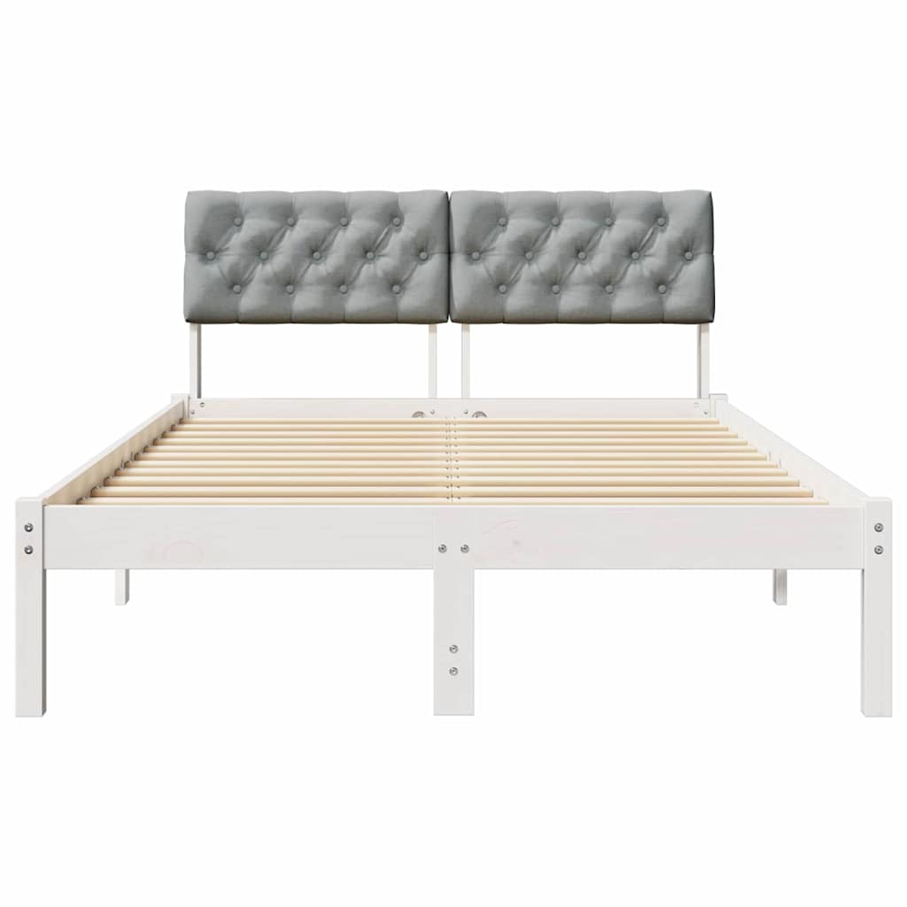 Bettgestell Braun und hellgrau 200 x 200 cm Massivholz Kiefer
