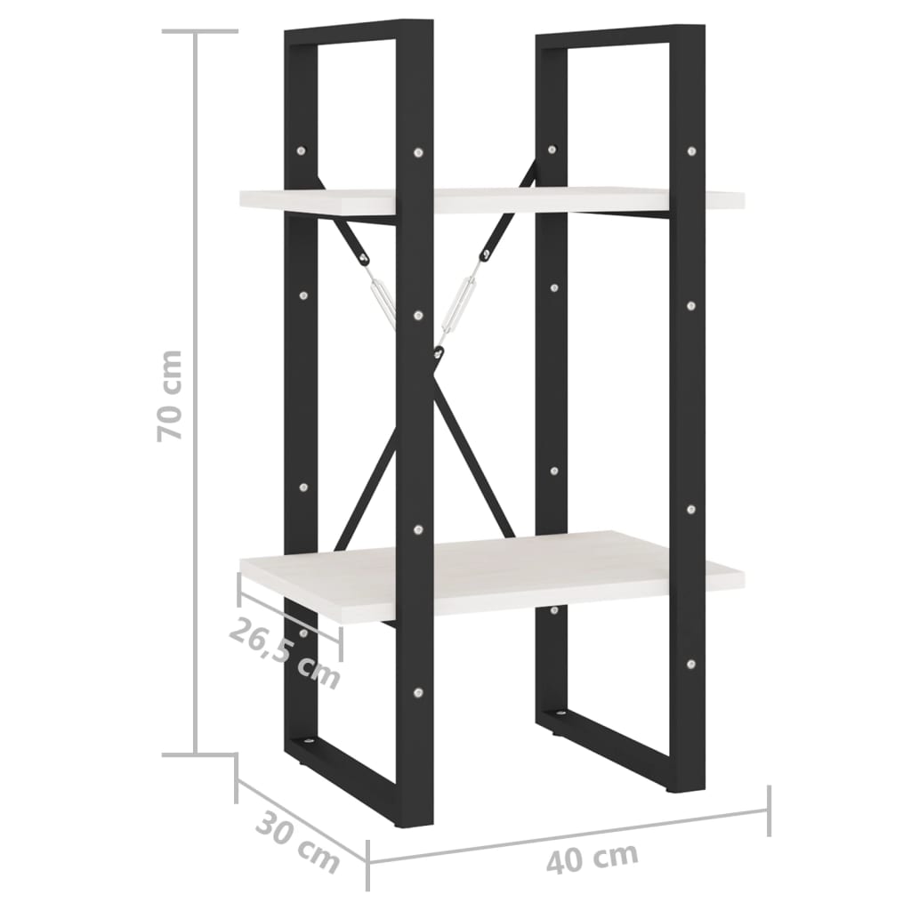 Bücherregal 2 Fächer Weiß 40x30x70 cm Holzwerkstoff