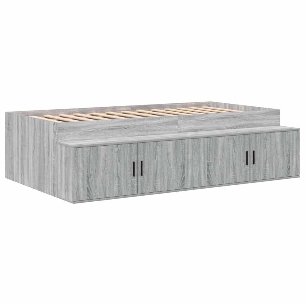 Aufbewahrungsbettgestell mit Speicher Weiß 80 cm Holzwerkstoff