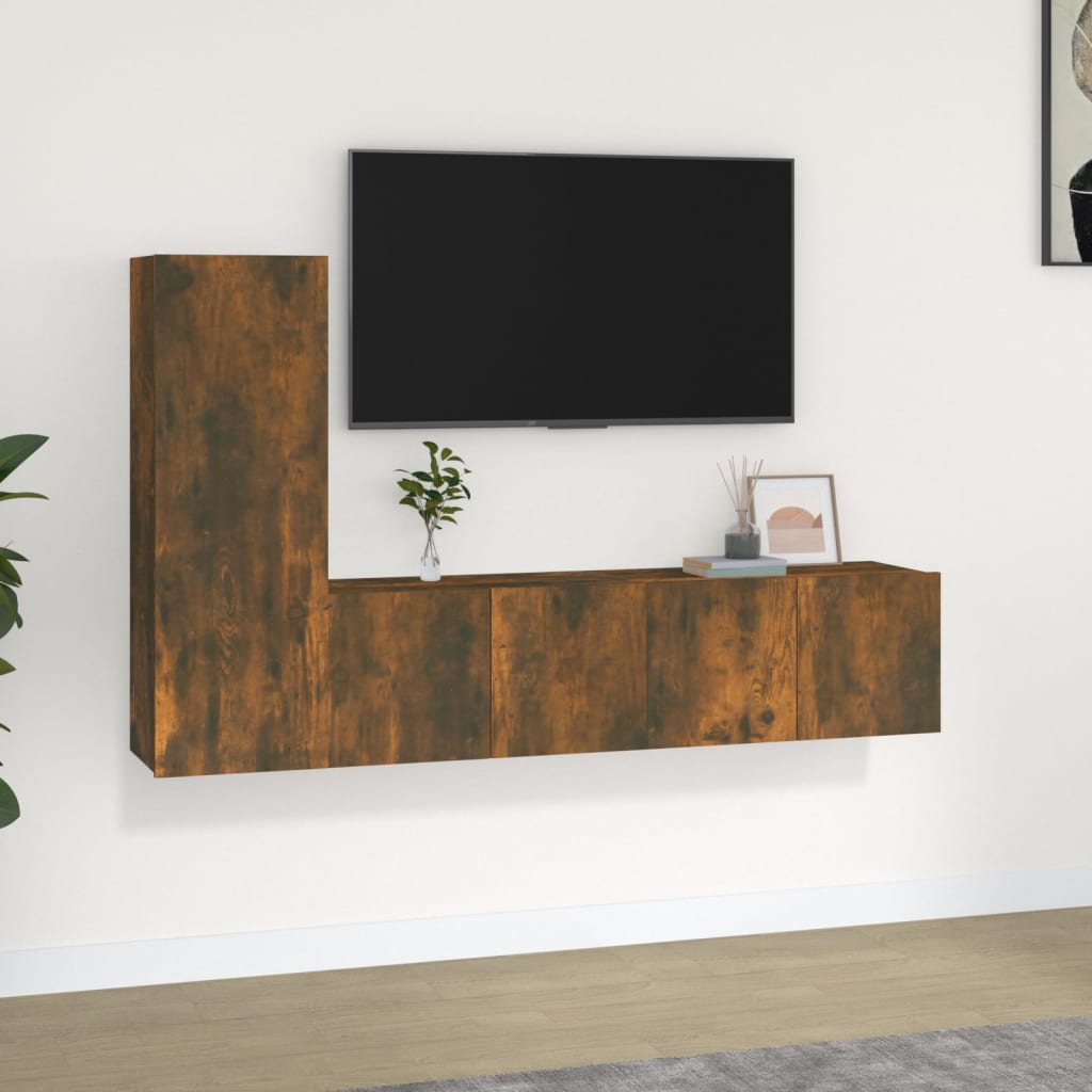 3-tlg. TV-Schrank-Set Weiß Holzwerkstoff