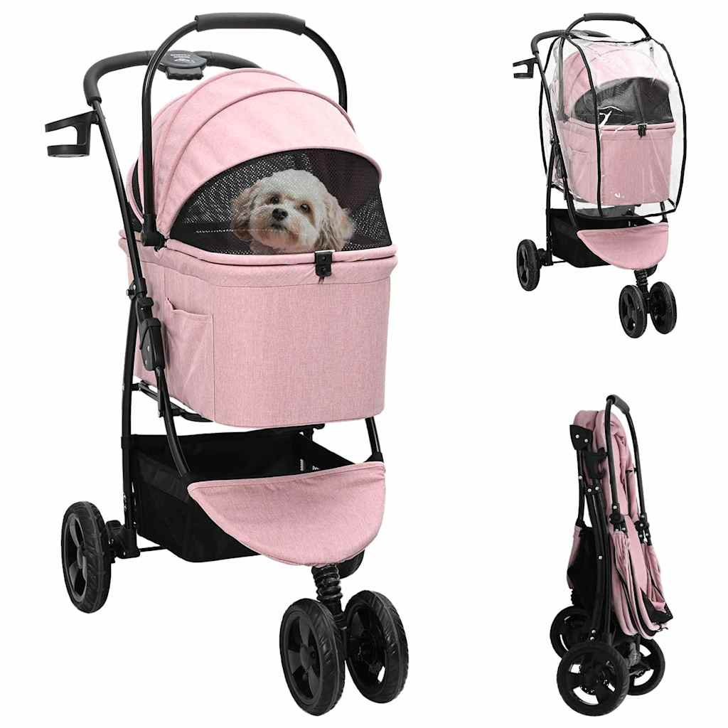 Faltbarer Haustierwagen Rosa 81 x 47 x 99 cm Polyester