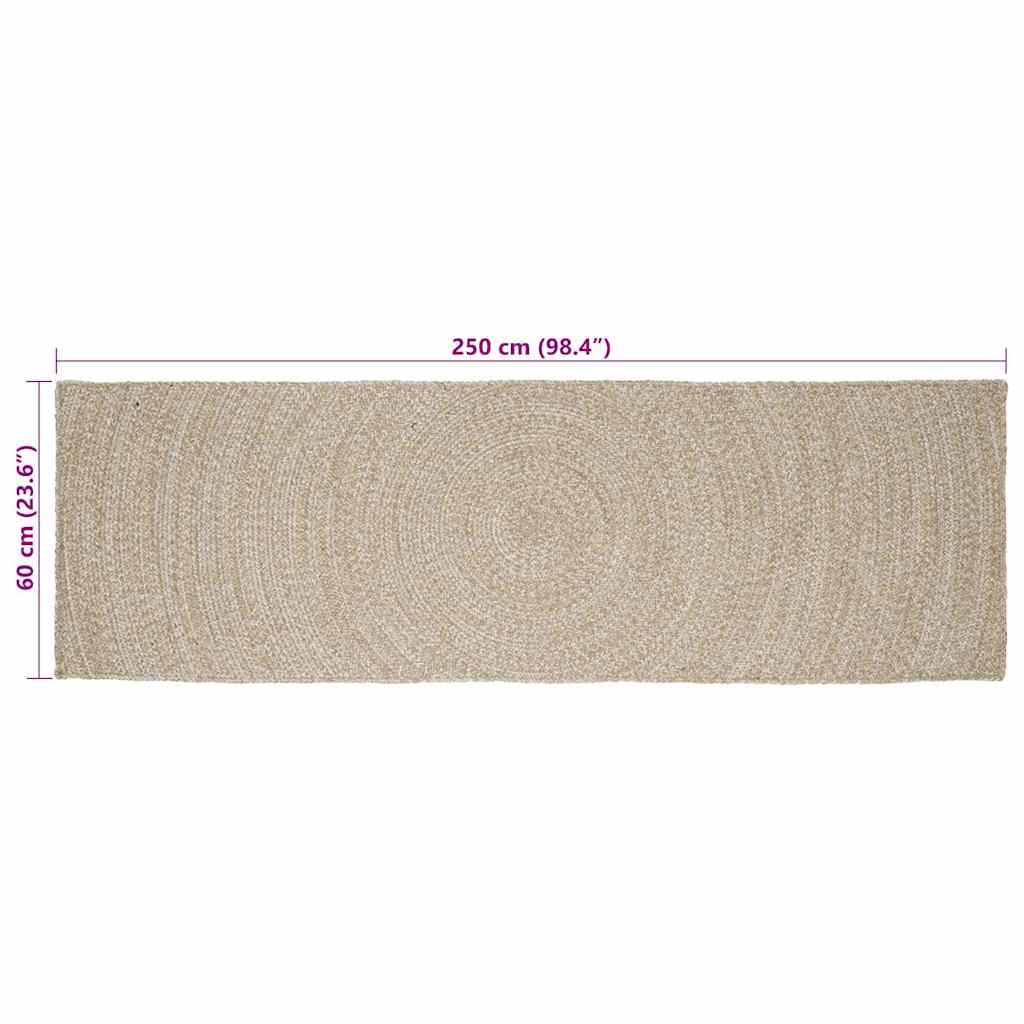 Bereichsteppiche Natürlich und Weiß 60 x 250 cm Jute