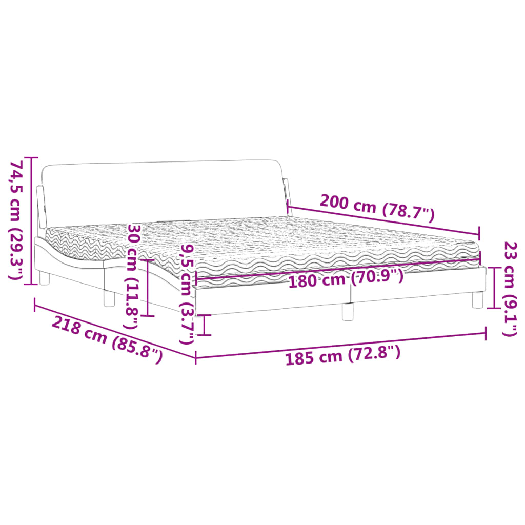 Bett mit Matratze "Dover" Hellgrau 80x200 cm Samt