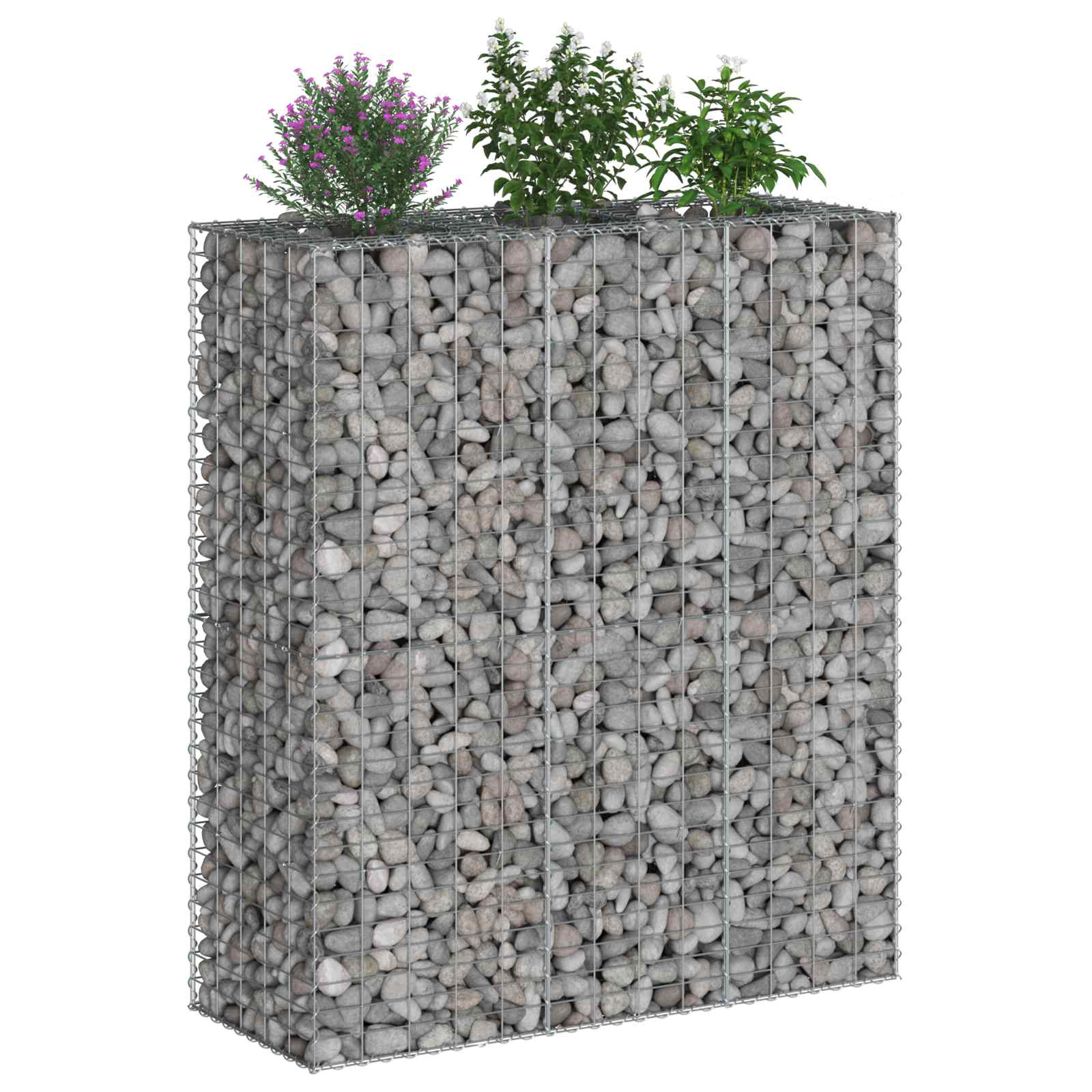 Gabionen Hochbeet 2 pcs Silber 260 x 60 x 55 cm