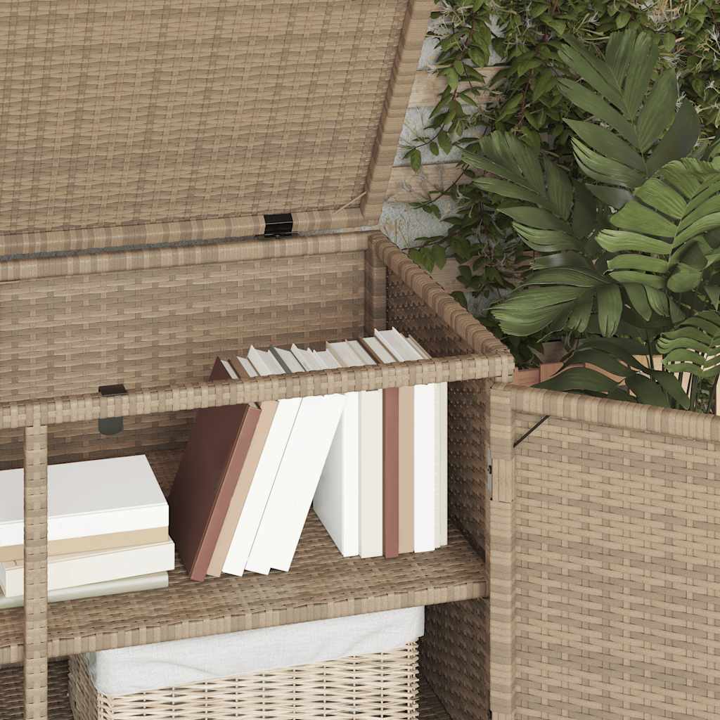 Gartenschrank Schwarz 110x55x60,5 cm Poly Rattan