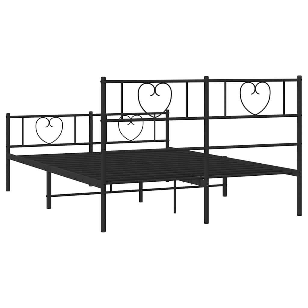Bettgestell mit Kopfteil Metall Schwarz 100x190 cm