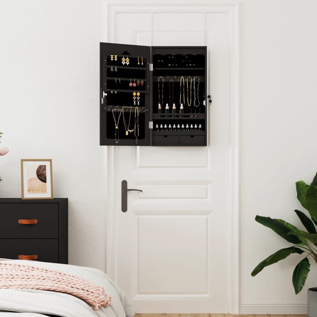 Schmuckschrank mit Spiegel Wandmontage Weiß 37,5x10x106 cm