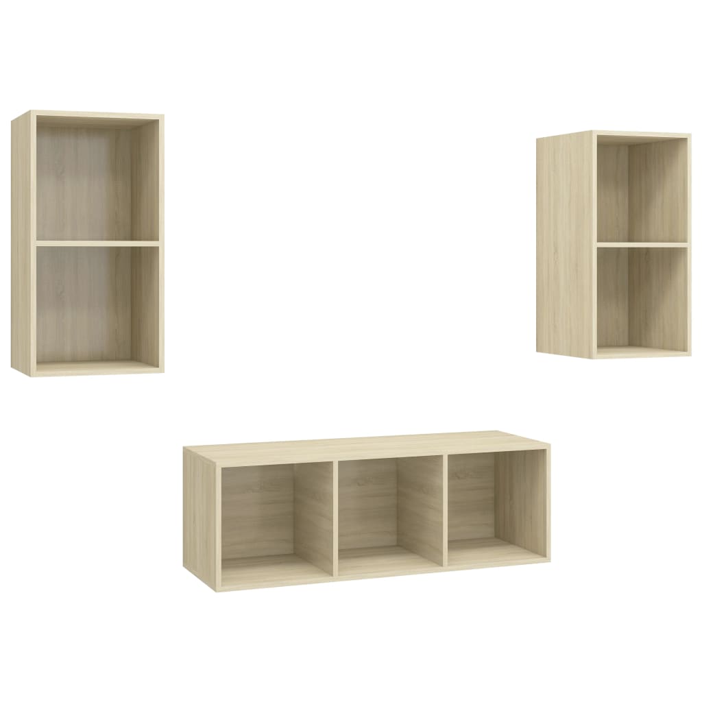 3-tlg. TV-Schrank-Set Weiß Holzwerkstoff