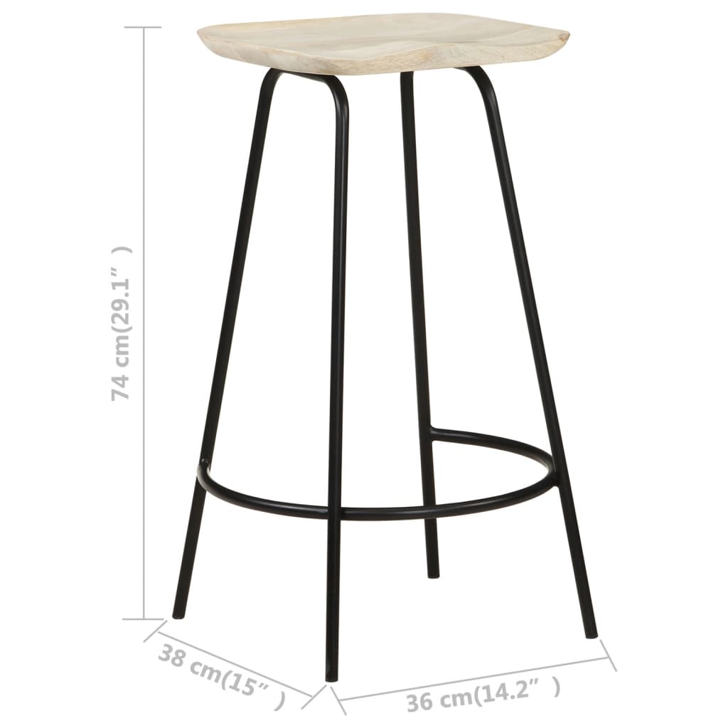 Barhocker 2 Stk. Mango Massivholz